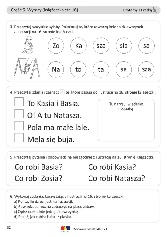 Ćwiczenia. Czytamy z Fretką cz.5 Lato. Wyrazy 2 - tantis.pl