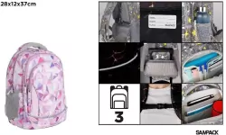 Plecak trzykomorowy geometryczny lawenda 28x12x37