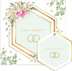 Karnet KW ślub eukaliptus z kwiatami