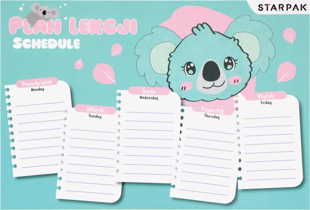 Plan lekcji z tabliczką mnożenia - tantis.pl