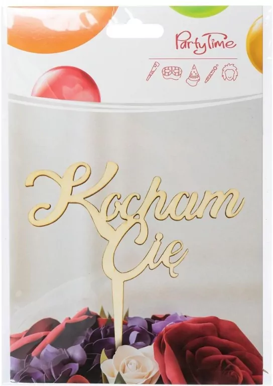 Drewniana dekoracja na patyczku - Kocham Cię - tantis.pl