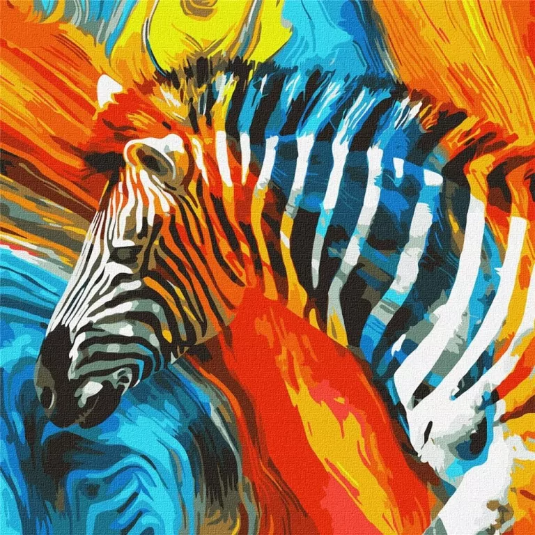 Malowanie po numerach - Kolorowa zebra 50x50cm - tantis.pl