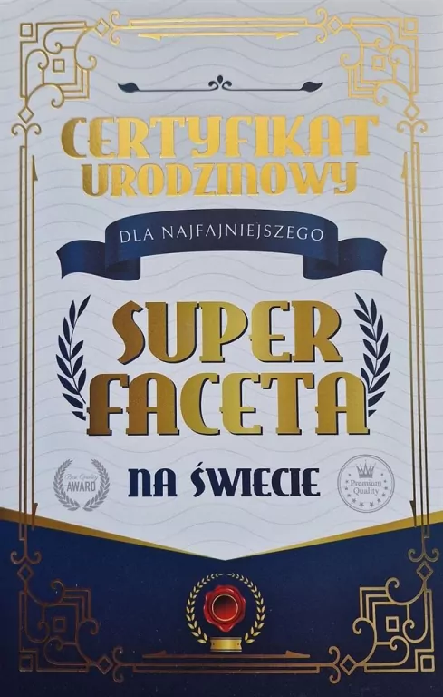 Karnet Certyfikat Urodzinowy Super Faceta - tantis.pl