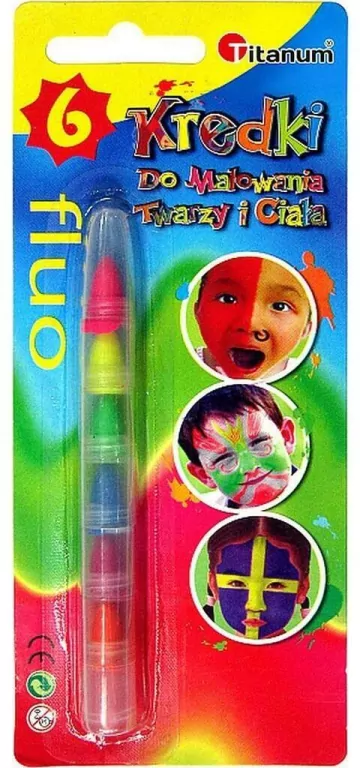 Kredki do malowania twarzy fluo 6 kolorów - tantis.pl