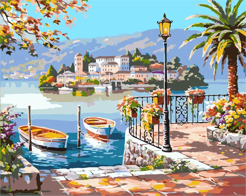 Malowanie po numerach 40x50 Przystań - tantis.pl