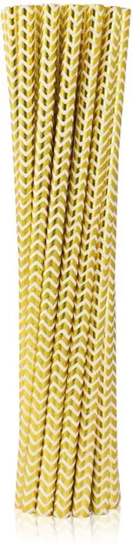 Rurki słomki papierowe złote szlaczki błysk 6x197mm - tantis.pl