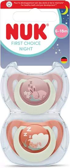 NUK. First Choice. Smoczki. 6-18 miesięcy. Królik/Owca. 2 sztuki - tantis.pl