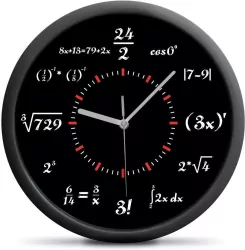 Zegar ścienny z działaniami matematycznymi