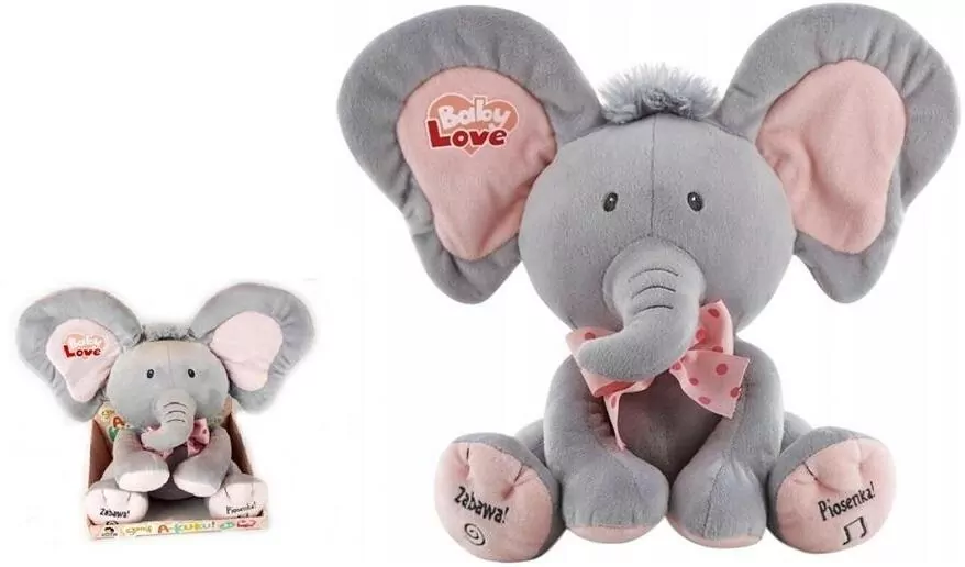 Słonik interaktywny A Kuku szaro-różowy - tantis.pl