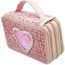 Girabrilla piórnik tweedowy 3 poziomy jasny róż