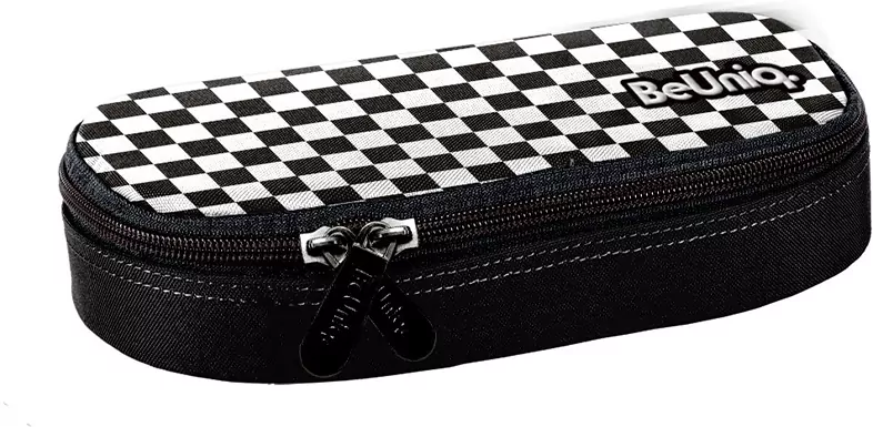 Piórnik owalny czarny kratka BeUniq BU26ZJ-013 - tantis.pl