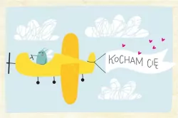 Drewniana kartka Walentynkowa- Już lecę, Kochanie