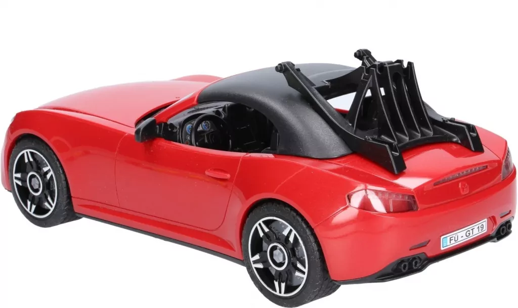 Auto Roadster czerwone z figurką kolarki i rowerem - tantis.pl