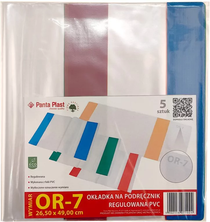 Okładki regulowane na podręczniki OR-7 26,5x49cm 5 sztuk - tantis.pl