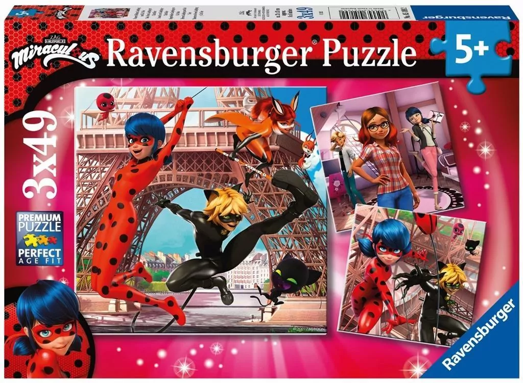 Puzzle 3x49. Miraculum. Biedronka i Czarny Kot - tantis.pl