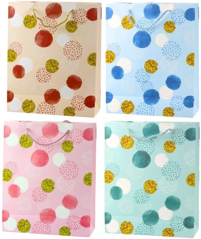 Torba prezentowa 32x26x10cm Kropki pastel MIX - tantis.pl