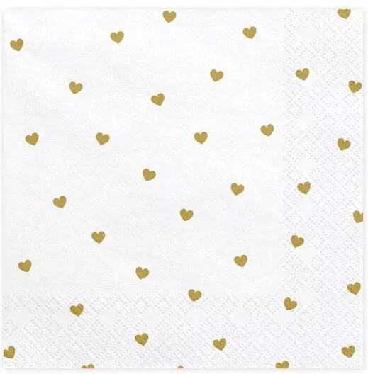 Serwetki serca białe 33x33cm - tantis.pl