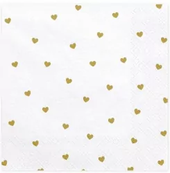 Serwetki serca białe 33x33cm