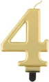Świeczka cyferka 4 Beauty&Charm metalik złota 8cm - tantis.pl