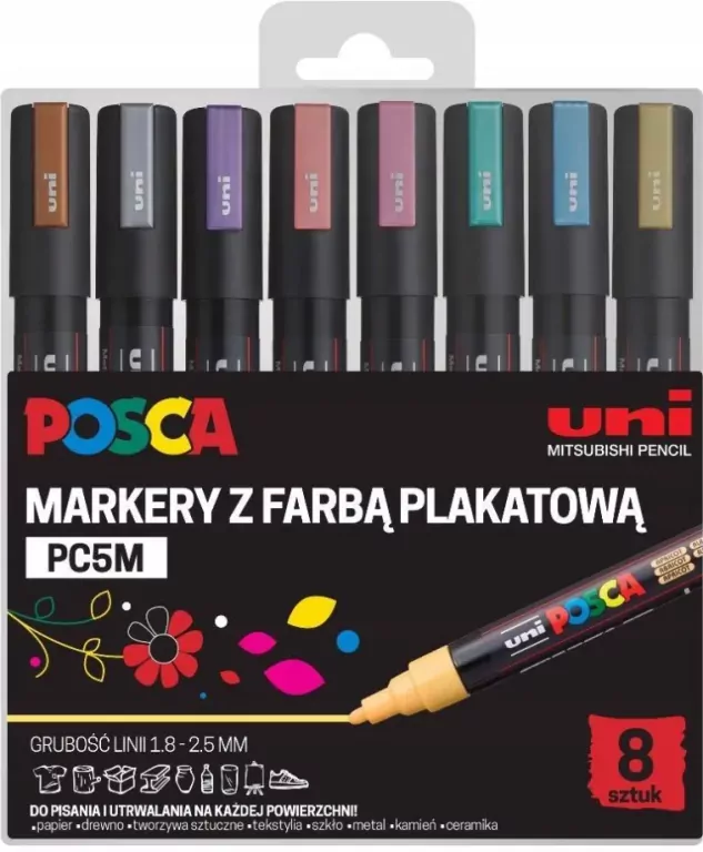 Markery metaliczne Posca 8 kolorów - tantis.pl