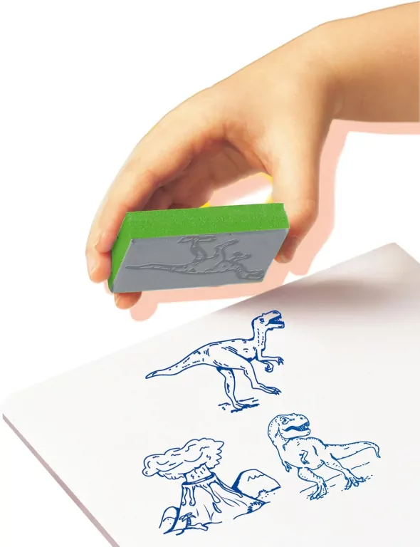 Dinozaury Zestaw pieczątek z kredkami - tantis.pl