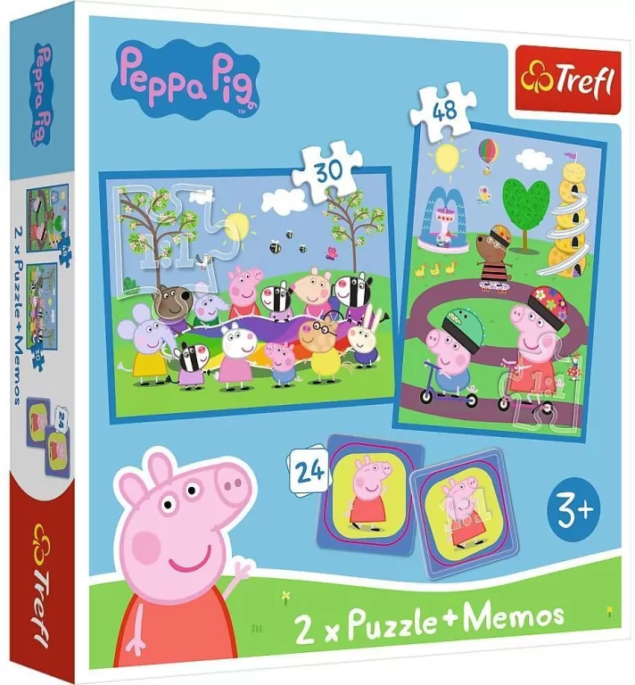 Trefl. Puzzle 2w1 + memos. Radosne chwile ze Świnką Peppą - tantis.pl