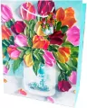 Torebka ozdobna matowa 26x32x12cm Kwiaty - tantis.pl