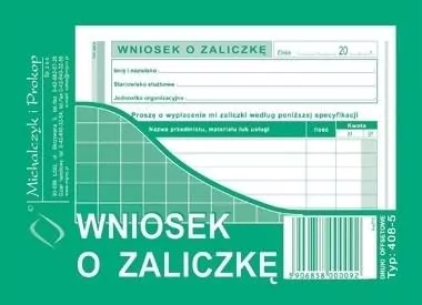 Wniosek o zaliczkę 408-5 - tantis.pl