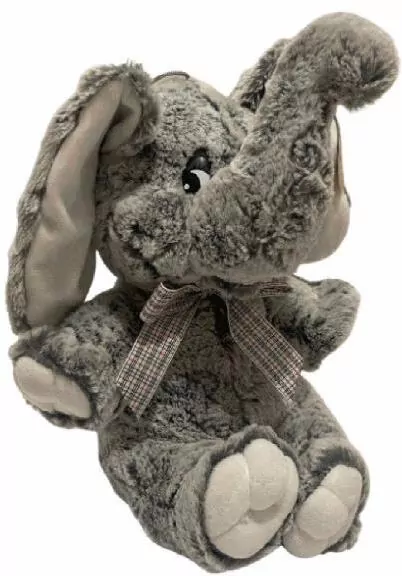 Maskotka pluszowa Słoń szary siedzący z kokardą 30cm 4186 - tantis.pl