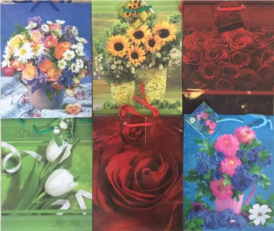 Torebka ozdobna laminowana PL-6 zestaw 44 kwiaty - tantis.pl