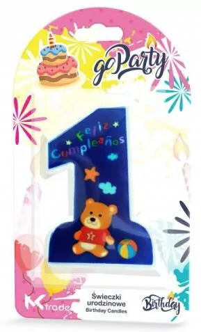Świeczka urodzinowa 1. Niebieska 11cm - tantis.pl