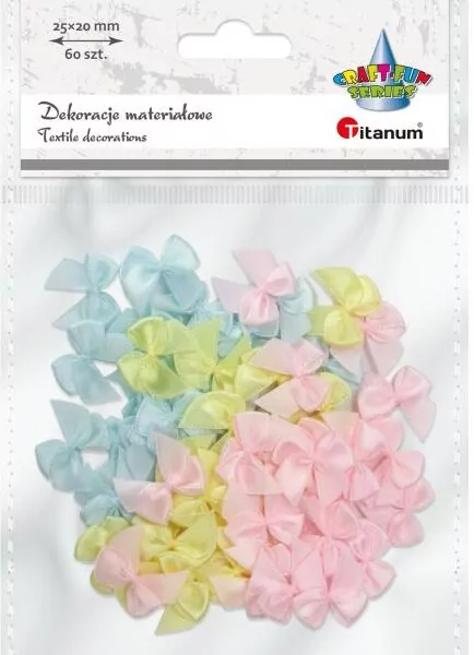 Kokardki satynowe pastelowe 25x20mm 60szt - tantis.pl