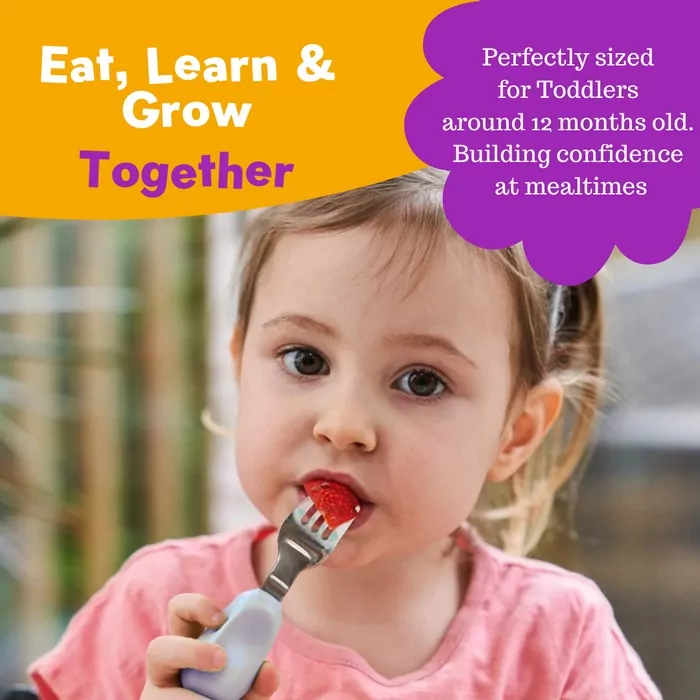 Nana's Manners Zestaw sztućców widelec i łyżka szary - tantis.pl