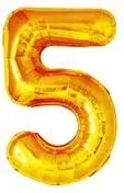 Balon foliowy złoty cyfra 5, wys.81 cm BCF-955-5 - tantis.pl