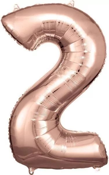 Balon foliowy cyfra 2 różowe złoto 57x86cm - tantis.pl