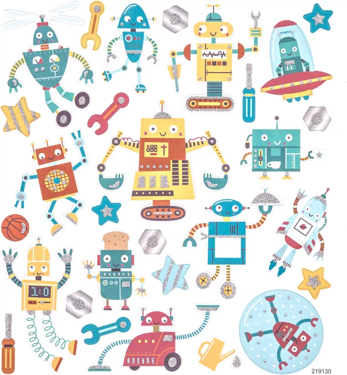 Naklejki z brokatem. Roboty - tantis.pl