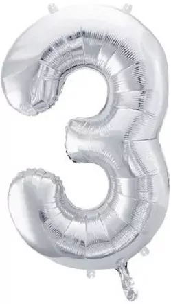 Balon foliowy 3 86cm srebrny - tantis.pl