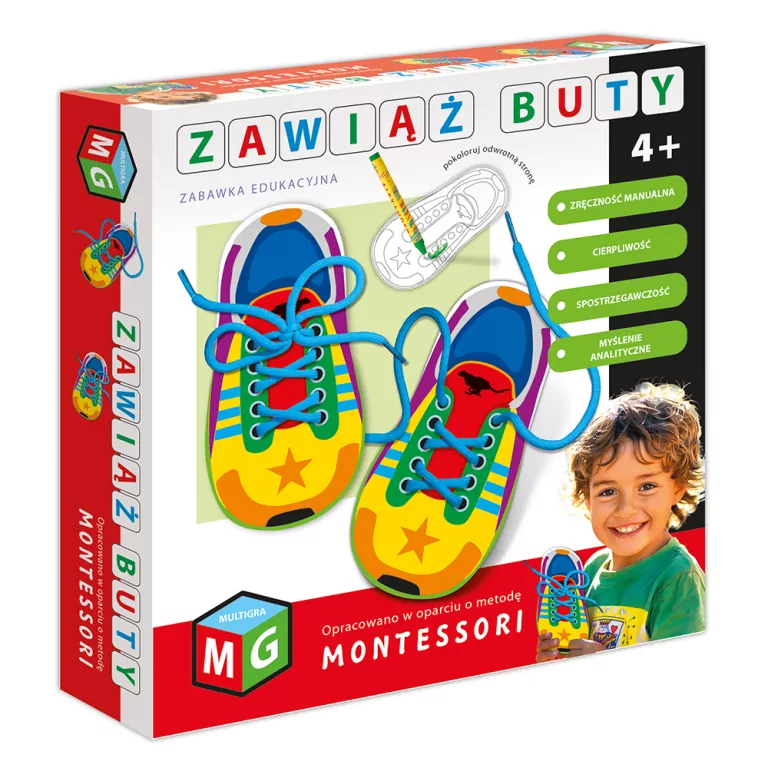 Zawiąż buty. Zabawka edukacyjna Montessori - tantis.pl