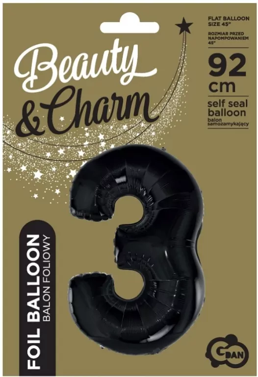 Balon foliowy B&C cyfra 3 czarna 92cm - tantis.pl