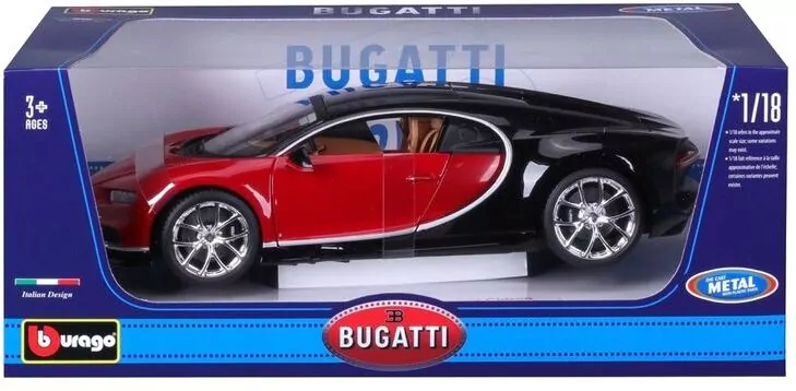 BBURAGO. Bugatti Chiron black/red 1:18 - tantis.pl