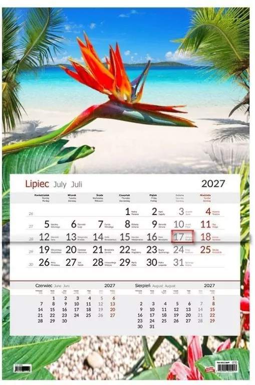 Kalendarz 2027 jednodzielny Tropiki - tantis.pl