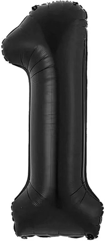 Balon foliowy B&C cyfra 1 matowa czarna 85cm - tantis.pl
