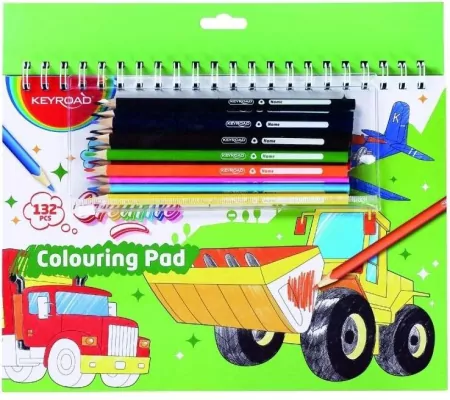 Kolorowanka + naklejki, kredki, blok, mix