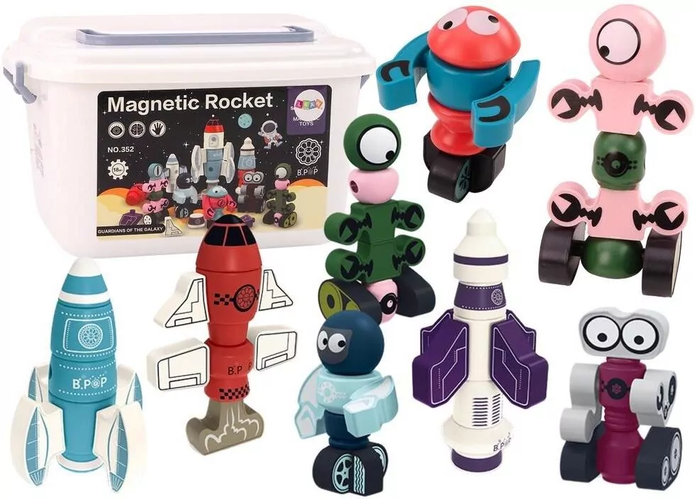 Klocki magnetyczne kosmos rakieta 56el - tantis.pl