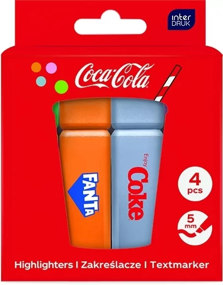 Zakreślacze Coca-Cola 4 kolory - tantis.pl