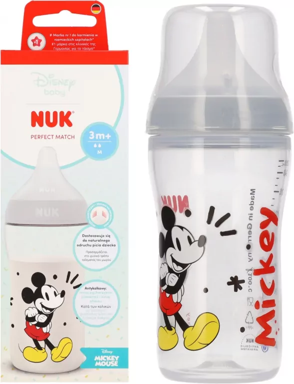 NUK. Perfect Match. Butelka z silikonowym smoczkiem. 260 ml. Miki - tantis.pl