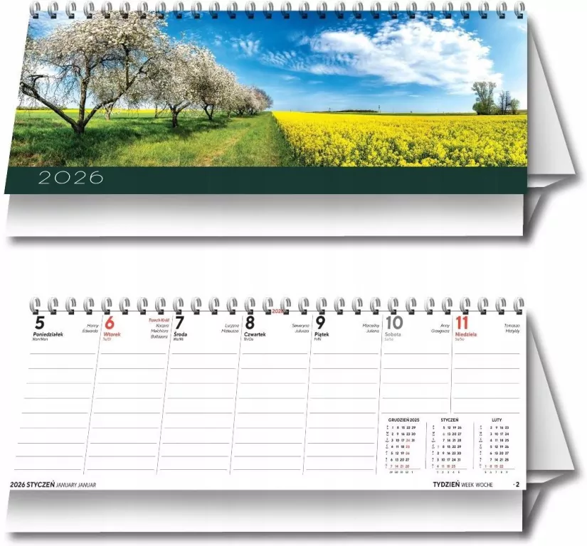 Kalendarz 2026 biurkowy poziomy - tantis.pl
