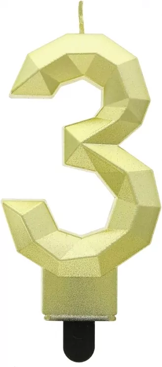 Świeczka Cyfra 3 Diament 7.6cm - tantis.pl