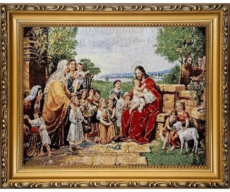 Obraz Haftowany Jezus z Dziećmi 22x27,5cm - tantis.pl