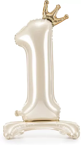 Stojący balon foliowy cyfra 1 84cm jasny krem - tantis.pl